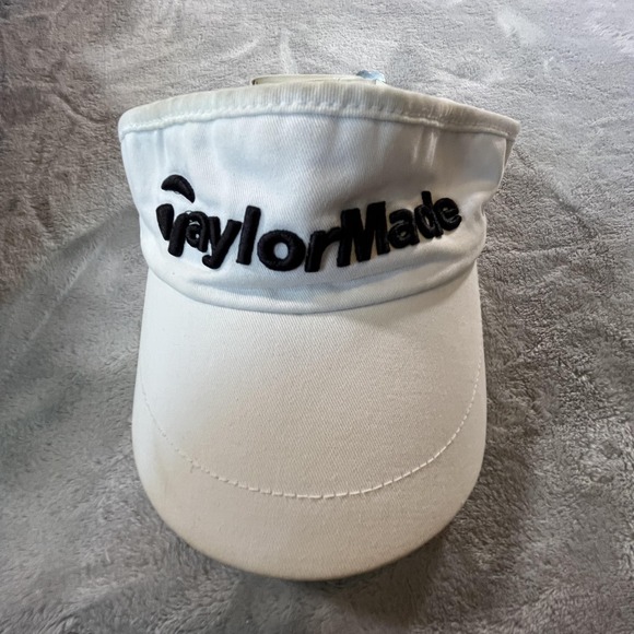 TaylorMade Golf Hat Cap Strap Back White Black Mens One Size Sports Sun Visor - Picture 1 of 7